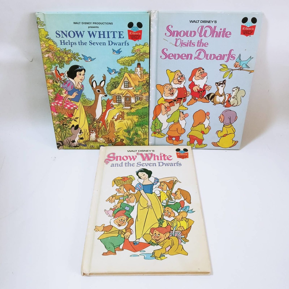 Vtg Disney's Snow White Dwarfs Wonderful World of Reading 3 Hard Cover Books